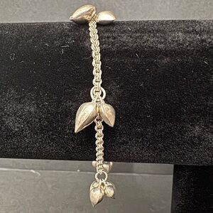 Elegant Lex Sterling Silver Puffy HeartCharm Bracelet